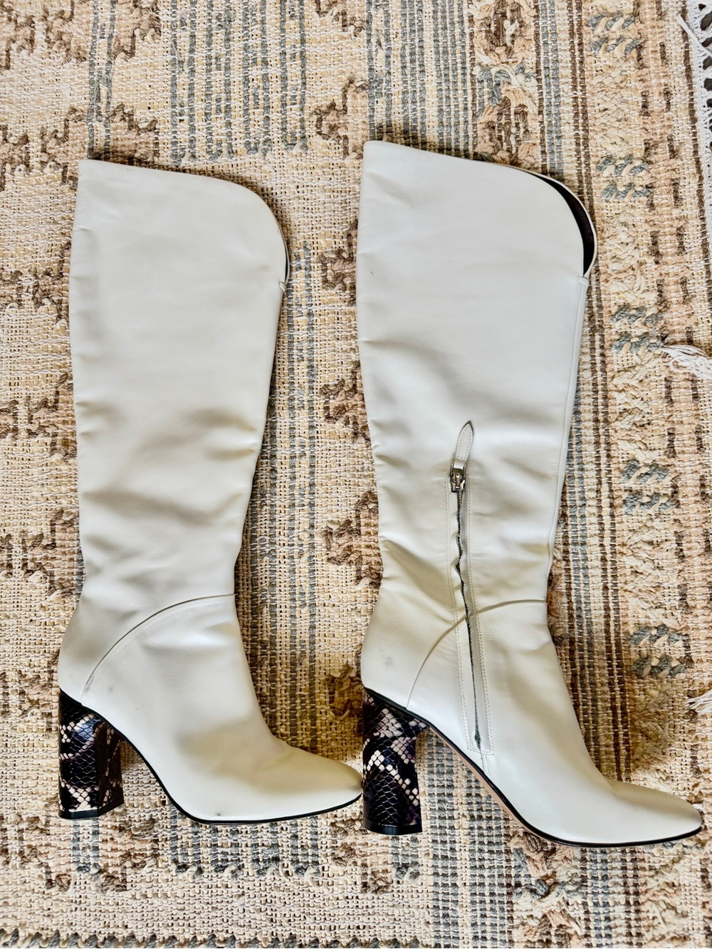 Sigerson Morrison Knee-High Python Heeled Boots